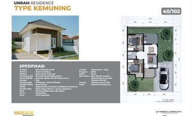 Rumah dan Tanah kavling di Perumahan Unram Residence Mataram R386