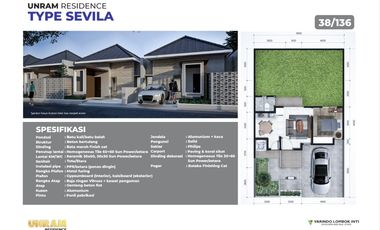 Rumah dan Tanah kavling di Perumahan Unram Residence Mataram R386