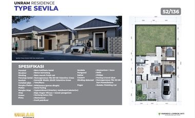 Rumah dan Tanah kavling di Perumahan Unram Residence Mataram R386