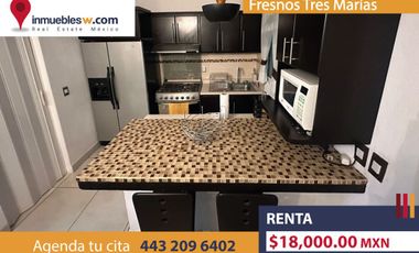 CASA AMUEBLADA EN RENTA EN FRESNOS TRES MARIAS, MORELIA