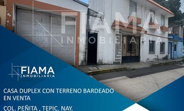 CASA DUPLEX CON TERRENO BARDEADO EN VENTA, EN COL. PEÑITA , TEPIC, NAY. (EL)