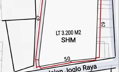 SEWA TANAH JAKBAR KEMBANGAN 3200m MERUYA JOGLO LAPANGAN PADEL FUTSAL