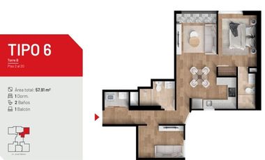 VENTA DE DEPARTAMENTO DE 1 DORM. ESTUDIO EN SANTA BEATRIZ