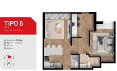 DPTO. 1 DORM. EN CALLE  JOSÉ GALVEZ – SANTA BEATRIZ