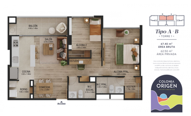 Apartamento en cesión de derechos proyecto Colonia en Belén Rodeo Alto