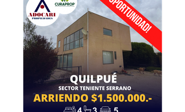 ARRIENDO CON O SIN COMPROMISO COMPRA / QUILPUE / 4D 3B 5E
