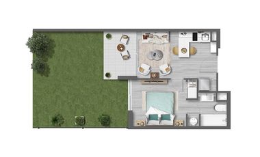 Departamento un Dormitorio con Jardin