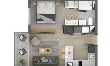 Arriendo Dpto 1D-1B Metro Santa Ana