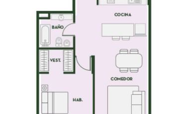 Departamento en venta de 2 ambientes en Canning Park