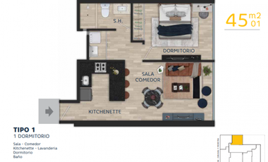 Venta Departamento 1 Dormitorio San Isidro
