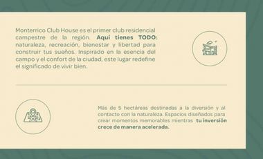 LOTES CAMPESTRES EN VENTA EN MONTERRICO CLUB HOUSE