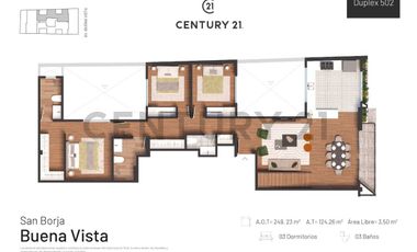 ELEGANTE DUPLEX CON TERRAZA Y JARDIN EN LA ZONA MAS EXCLUSIVA DE SAN BORJA