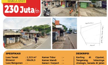 Tanah Strategis di Ciputat, Pinggir Jalan Utama, Dekat Tol, SHM