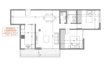 Venta Departamento 3 Ambientes al frente solarium y parrilla en San Martín