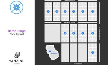 Terreno de 343m² con frente al sur en Barrio Tango