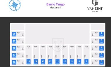 Terreno de 343m² con frente al sur en Barrio Tango