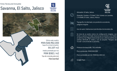 Terreno en Venta, Savanna, El Salto, Jalisco