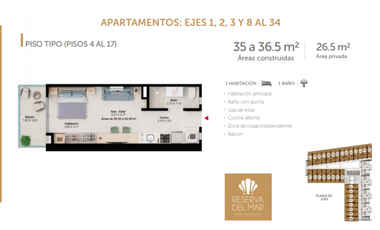 Apartaestudio en cesión de derechos Reserva del Mar Bello Horizonte