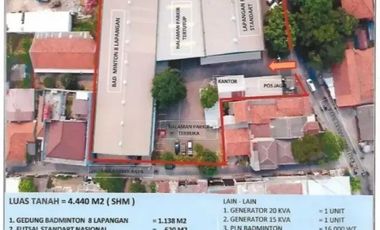 Turun Harga !!! Di Jual Lt 4.440m² GOR AKTIF & GUDANG HARAPAN BARU BINTARA BEKASI BARAT -Strategis