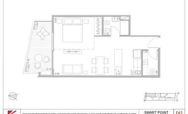 Departamento Monoambiente en venta en recoleta