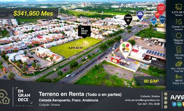 Terreno Comercial con 200 Metros de frente sobre Calzada Aeropuerto Salida a Navolato - Altata con alto flujo vehicular al poniente de Culiacaná