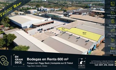 Bodega en renta Parque industrial Piggy Back 600 m