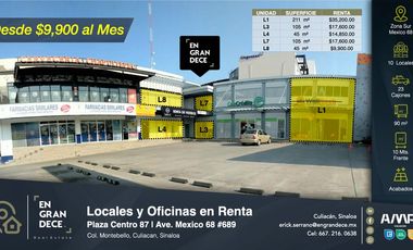 Locales en Renta en Plaza Centro 87 en frente de Parque 87 y a un lado de Autozone y Walmart Mexico 68