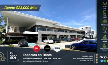 Locales Comerciales en Renta, Plaza Punto Marenna, Frente a Plaza Galerias Liverpool Marina Mazatlan, Anclada con Hotel Ibis, Restaurantes.