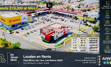 Locales en Renta Culiacan, Montecarlo, UAdeO, Humaya, Amplio Estacionamiento