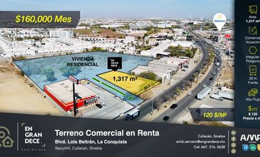 Terreno Comercial En Renta Culiacan La Conquista Alto Flujo