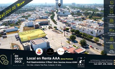 Locales en Renta Sector Tres Rios, en Esquina Blvd. Sanchez Alonso Junto a Taipak, Mochomos, Carls Jr. Aurrera, Cercano a Plaza Cuatro Rios.