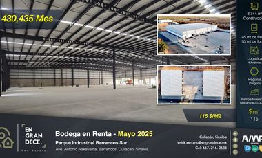 Bodegas en Renta en Parque Industrial Barrancos Sur - Zona Industrial de Culiacán