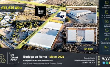 Bodegas en Renta en Parque Industrial Barrancos Sur - Zona Industrial de Culiacán