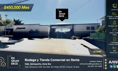 Bodega y Tienda Comercial en Renta en Calzada Aeropuerto por Zona Sur de Culiacán