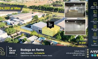 Bodega en Renta por la Carretera Costerita en entrada Sur de Culiacán