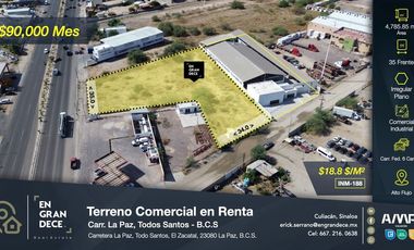 Terreno Comercial en Renta a la salida de La Paz, Los Cabos, frente a vialidad principal doble acceso VIC.INM188