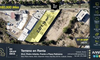 Terreno Comercial en Renta Culiacán Pedro Infante Tres Rios, Zona USE, Sinaloa VIC.INM118