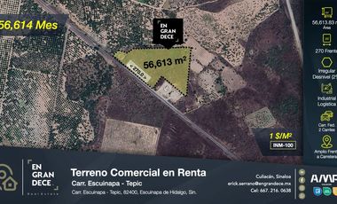 Terreno Comercial en Renta por Carretera Escuinapa, Tepic en Escuinapa, Sinaloa VIC.INM100