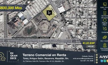Terreno en Renta en Mazatlán, Sinaloa, Av. Francisco Solis, VIC.INM097