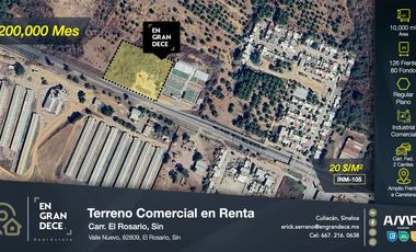 Terreno Comercial en Renta en Valle Nuevo, El Rosario, Sinaloa VIC.INM105