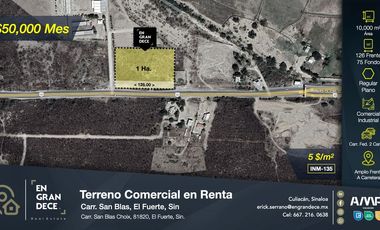 Terreno Comercial en Renta en Carr San Blas, El Fuerte, Sinaloa VIC.INM135