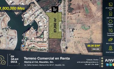 Terreno Comercial en Renta, Marina el Cid, Mazatlán, Sinaloa VIC.INM096