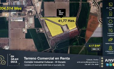 Terreno en Renta en El Diez, Ejido El Quemadito en Culiacán Sinaloa VIC.INM119