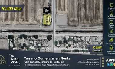 Terreno Comercial en Renta, Jahuara, El Fuerte , Sinaloa VIC.INM137
