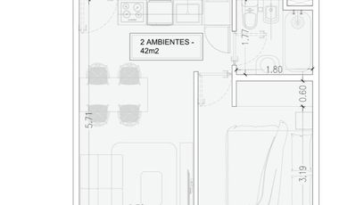 Departamento en Avellaneda - 2 ambientes