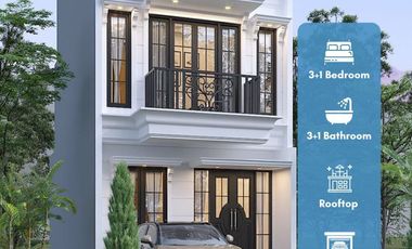 Rumah Exclusive Bergaya American Classic Dalam Komplek Di Tanah Baru,