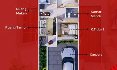 Rumah Murah di Jogja Dekat Brimob Sentolo Gaya Jepang One Gate Sistem