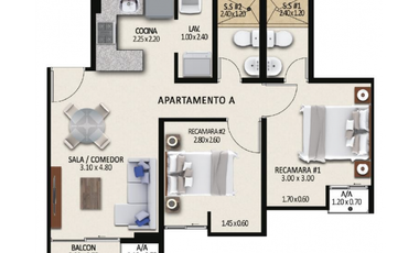 PARQUE LEFEVRE / PANAMA VIEJO RESIDENCES / 58M / 2 HABITACION / BALCON