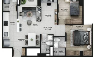 Vendo Moderno apto piso alto para estrenar en Itagüí/Ditaires