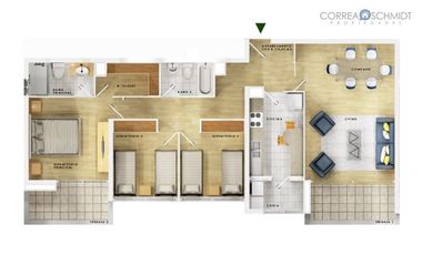 Departamento en Arriendo en CASI NUEVO!! Condominio Jardines de Lo Matta, Av. Central